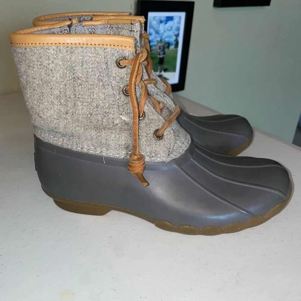 Sperry girls saltwater wool embossed top winter  boots duck sz 3 shoes kids